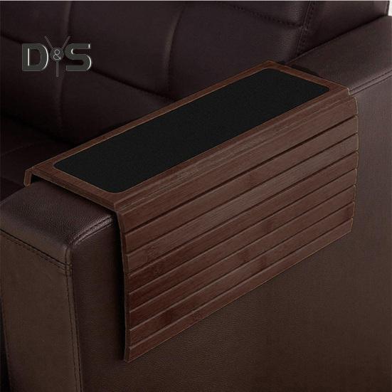 Bandeja de madera para reposabrazos de sofá, antideslizante, resistente, multifunción, rectangular, plegable, organizador de almacenamiento para tazas de café, bebidas y aperitivos