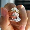 1.5cttw Double Pear Cut Moissanite Diamond Ring for Women Two Stone Toi Et Moi Wedding Bands 925 Silver Gold Plated Jewelry
