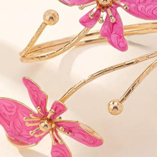 Blumen Armband Armmanschette Damen Oberarmmanschette Verstellbares Offenes Armreif Armband Handgelenk Schmuck für Party Hochzeit Urlaub