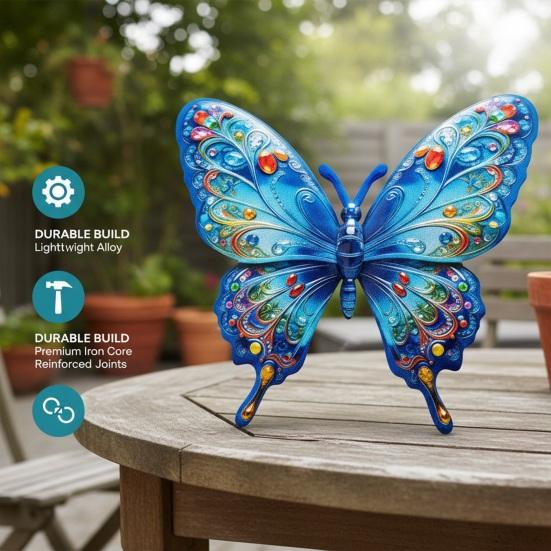Yousheng Metall Schmetterling Wanddeko Außen Zaun Wandkunst Skulptur 3D Eisen Schmetterling Hängende Dekoration für Frühling Garten Terrasse Balkon Haus Hof