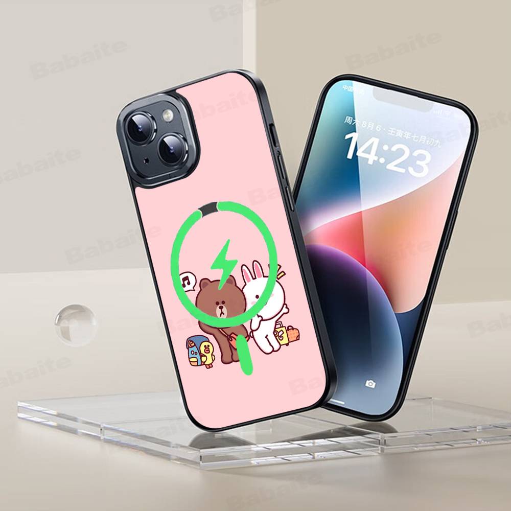 

Cartoon Cute C-Cony B-Brown Black For Magsafe Magnetic Phone Case For IPhone 16 15 17 Pro Max 11 12 13 14 Plus Cover iPhone 12pro max