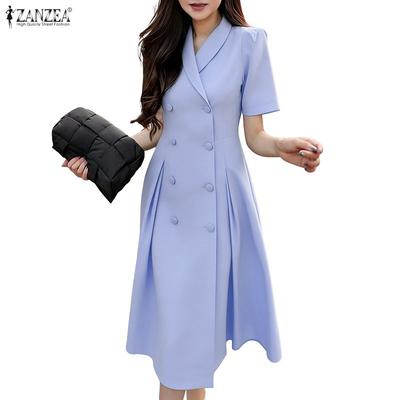 Women Summer V-Neck Casual Short Sleeve Dress