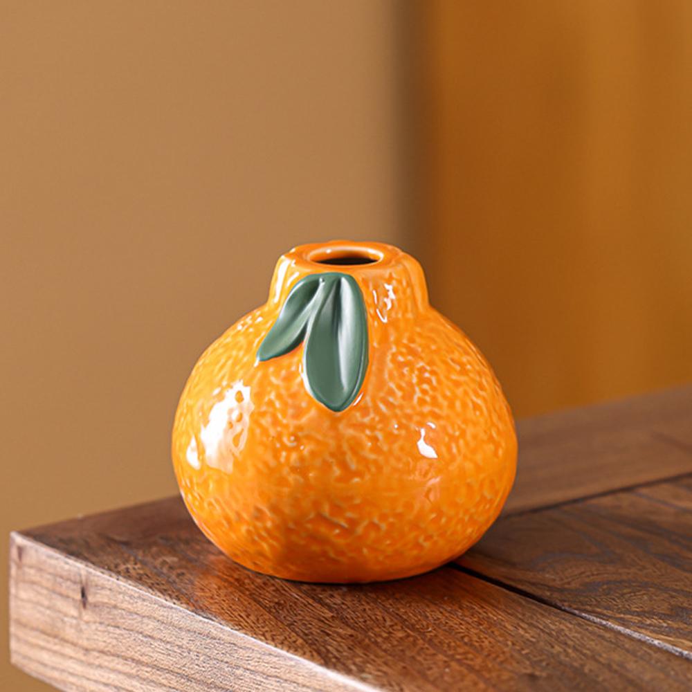 Orange Design Ceramic Vase,Suitable for Hydroponics Decorative Ceramic Vase for Living Room, Bookshelf, Office Home Decor