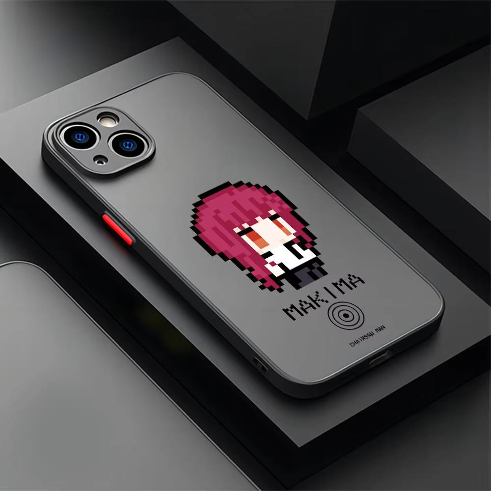 Pixel Style Cute Chainsaw Man Phone Case For iPhone 17 Air 16 e 15 14 13 12 11 Pro Max Plus Mini SE 2020 2022 Transparent Cover