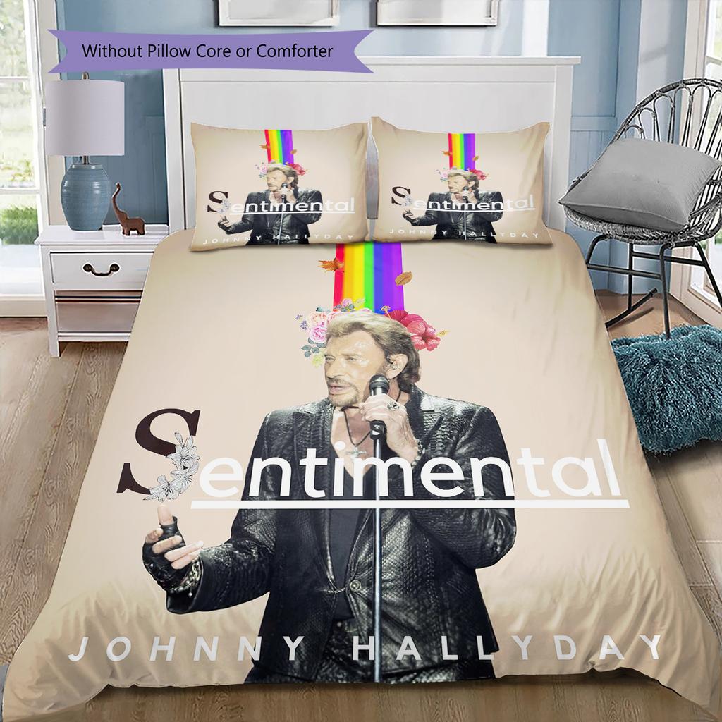 1PC Johnny Hallyday pattern Bedding Quilt Set Quilt Cover Pillowcase Home Decoration Birthday Gift (1 * duvet cover + 19 * pillowcase, without core)