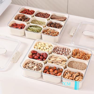 Yousheng Gewürz-Aufbewahrungsbox Kühlschrank-Crisper-Box 9 abnehmbare Fächer Lebensmittelkonservierungsbehälter Obstküche Ingwer-Knoblauch-Behälter Lebensmittelaufbewahrungsbehälter