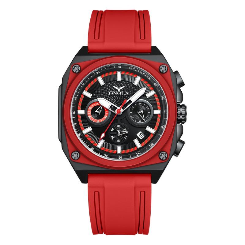 Top Brand Fashion Square Men's Watch New Multifunctional Quartz Waterproof Luminous Calendar Tape Watch