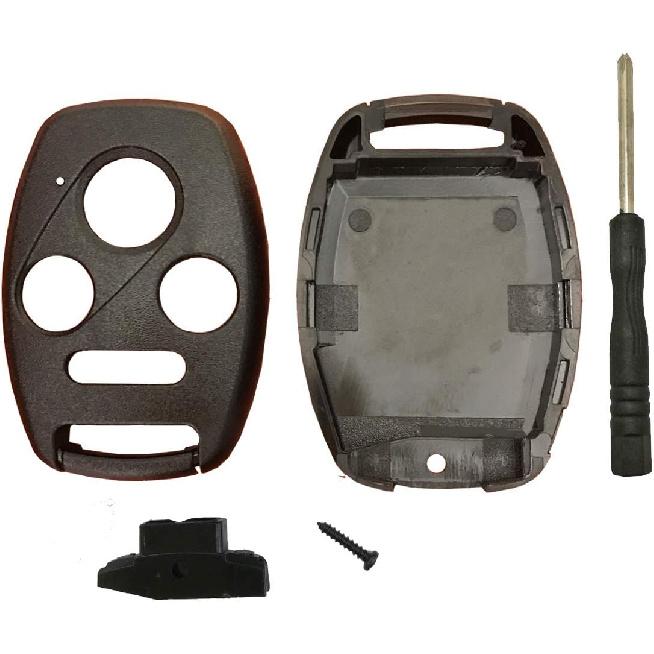 2 Pack Key Fob Shell Case Fit for Honda Accord Civic EX Pilot Keyless Entry Remote Key Housing Replacement with Free Screwdriver Casing Only (1 Black