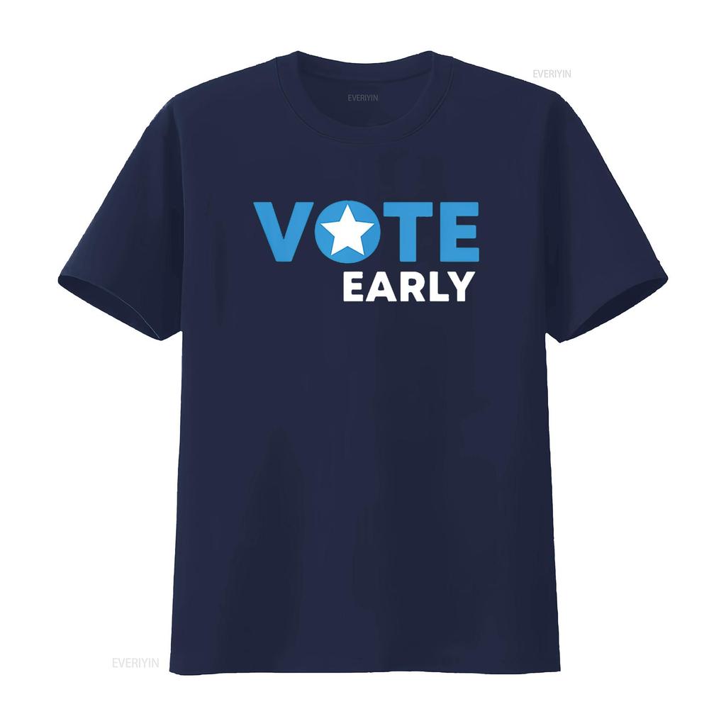 Vote Early Womens T Shirt Black 2XL vintage Washed Casual homme Stylish streetwear Stretched Versatile fashion designer clothes