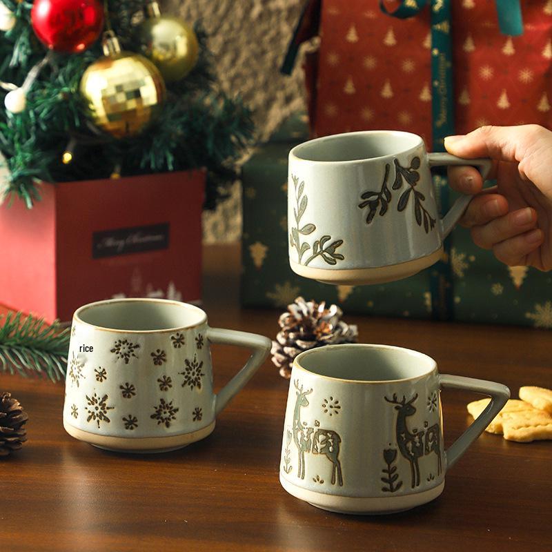 Nordic Retro Ceramic Christmas Mug - Office & Breakfast Coffee Cup