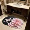 Absorbent Surface 3D Floral Butterfly Carpet Shower Mat  For Living Room Tea Table Bedside