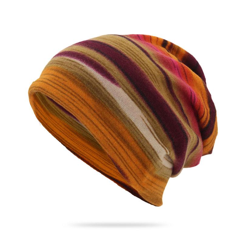 Cappello Caldo da Equitazione Hip Hop Pullover Berretto Autunno Inverno Outdoor a Strisce Arcobaleno 2 IN 1 per Uomo Donna