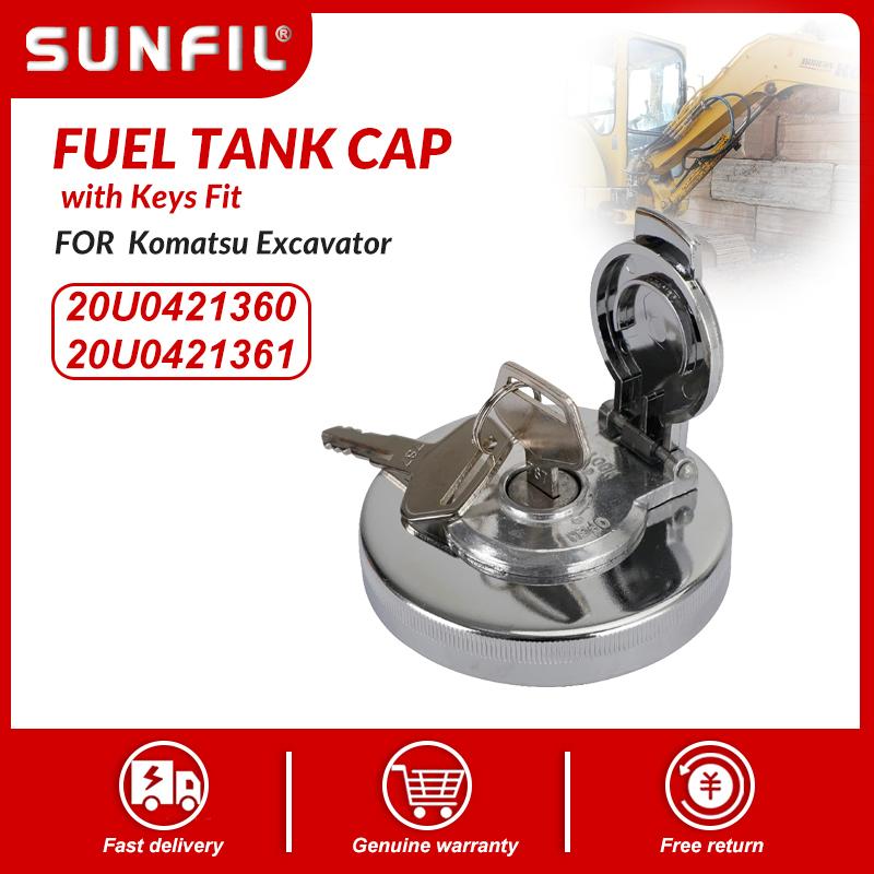 20U0421360 20U0421361 Fuel Tank Cap with Keys Fit For Komatsu Excavator PC40MRX/PC45MRX-1 PC45MR-1,PC50UU-2
