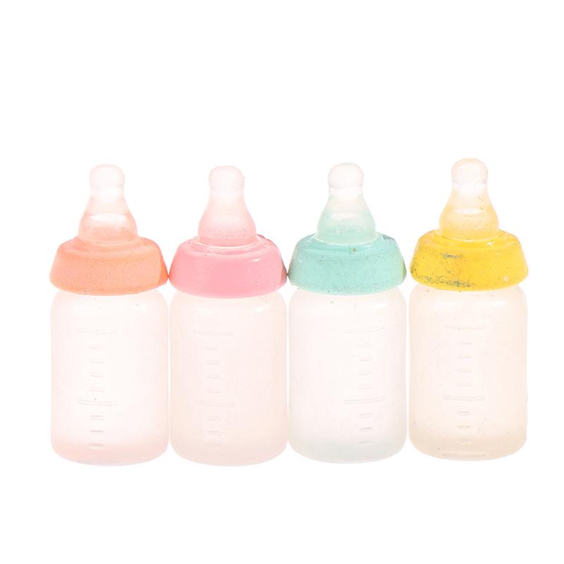 6Pcs 1:12 Dollhouse Miniatures Milk Bottle Baby Bottle Model Doll House Decor