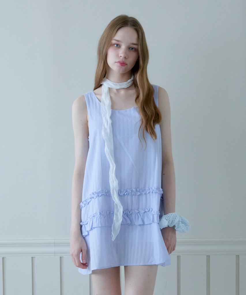 PINK PINEAPPLE Sunny Dobby Frill Dress_Sky Blue