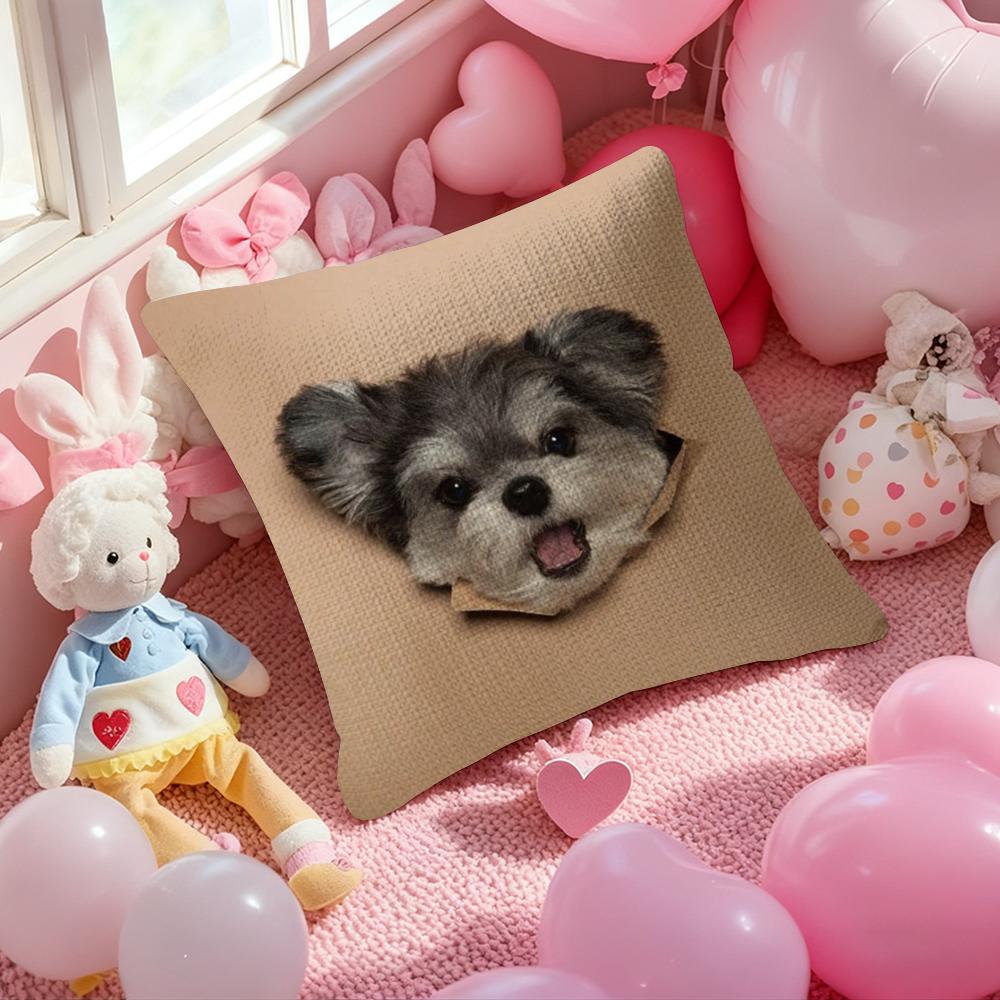 CuteNaughty Cute Cats Dogs Pillow Case Antidustmite Pillowcase Invisible Zipper Silky Short Plush Sofa Cushion Cover