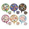 Polyester Handheld Folding Fan Summer Mini Folding Fan Portable Round Foldable Fan  Men Women