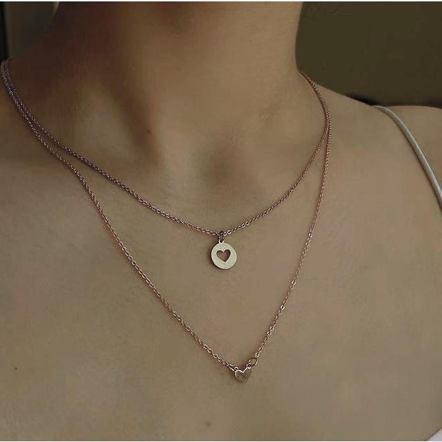 IF ME Classic Women Metal Gold Multilayer Necklace Silver Rose Pendant Necklace Dice Sun Decoration Accessories Temperament Jewelry