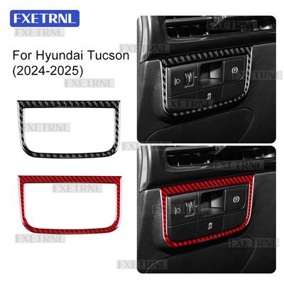 Real Soft Carbon Fiber Sticker LHD RHD For Hyundai Tucson NX4 2024-2025 Car Headlight Switch Frame Interior Trim Accessories