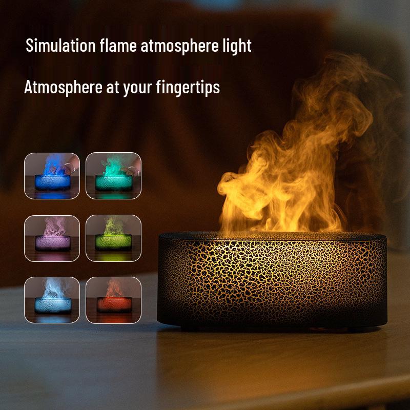 Seven-Color Simulated Flame USB Aroma Diffuser for Home and Office