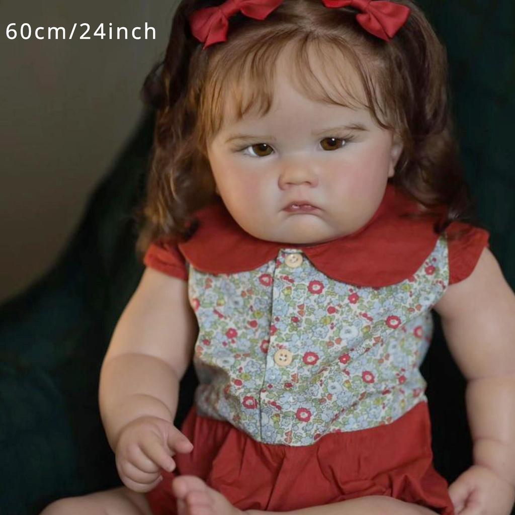 BZDOLL 60cm Soft Vinyl Reborn Baby Doll with 3D Paint Skin and Vascular Vein Like Real Princess Toddler Girl Bedtime Toy Art Gift for Kids Birthday