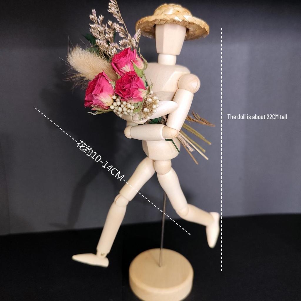 Jointed Wooden Puppet Doll: Handcrafted Human Body Ornament & Decompression Gadget.
