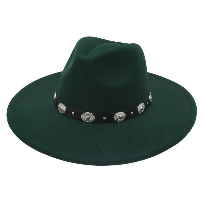 Plus Edge Felt Top Hat Jazz Hat Gentleman Ladies Wind Metal Sheet Hat