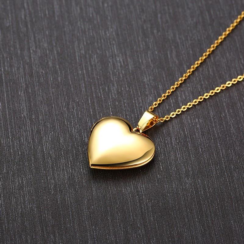 Collane Ciondolo Medaglione Cuore Ovale Floreale Delicato per Donna, Acciaio Inossidabile Cornice Foto Promessa Amore Ricordo Regalo