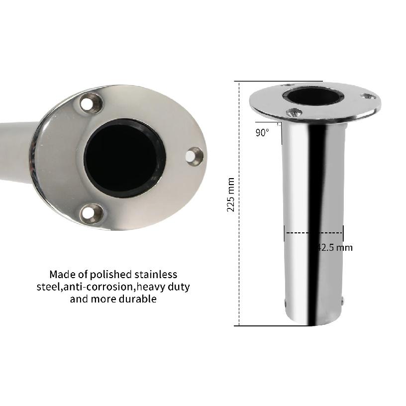 Marine Heavy Duty Stainless Steel Boat Cast Fishing Rod Holder Oval 15°/30°/90° with PVC Inner Boat Hardware
