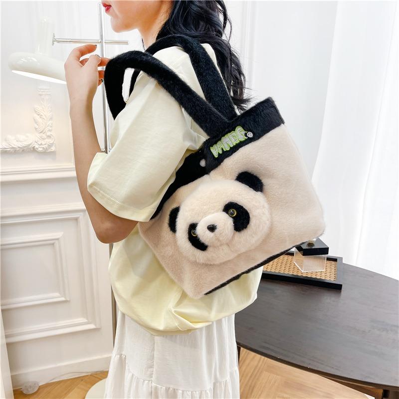 New Panda Plush Bag Girl Student JK Handbag Cute Makeup Children Tote Bag