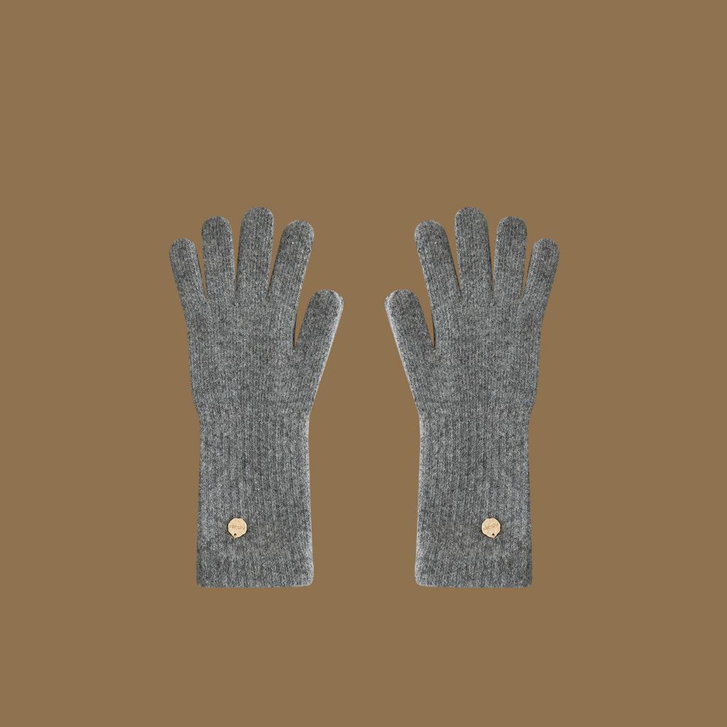 Outdoor Windproof Long Wrist Protecting Knitted Gloves with Wool  Warm Fingertips and Touch Screen for Girls