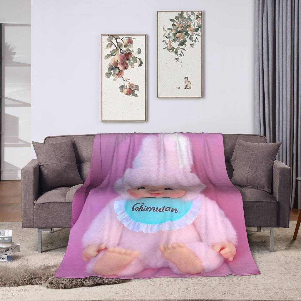 Cute Monchhichis Blankets Coral Fleece Plush Summer Breathable Super Soft Throw Blanket for Sofa Outdoor Quilt