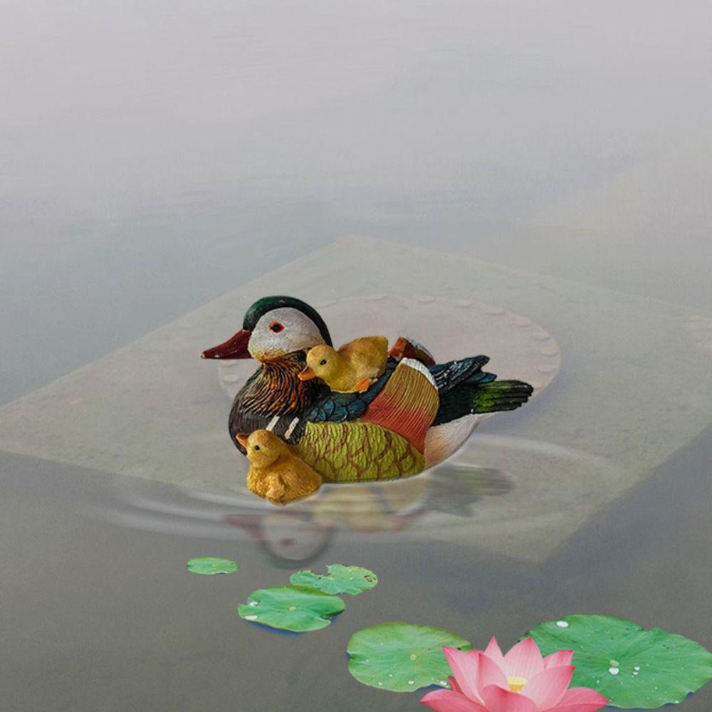 Creative Realistic Mandarin Duck Statue Resin Floating Artificial Duck Statue Cute Swan Sculpture Courtyard Pond