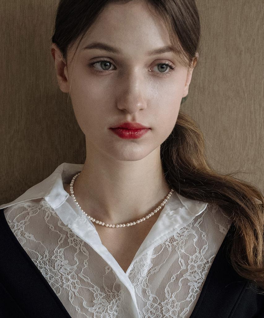 Has En016 Basic Pearl Gold Ball Necklace