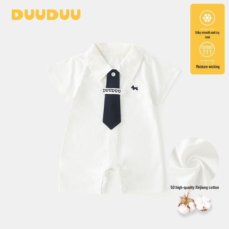 

DUUDUU Academy Крутое лето Мужская мода Детский ромпер с коротким рукавом 73 CM грязно-белый