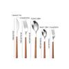 5/20/30pcs Stainless Steel Cutlery Set with Imitation Wood Handles, Including Knife Fork and Spoon Suitable for Home Hotel Party
