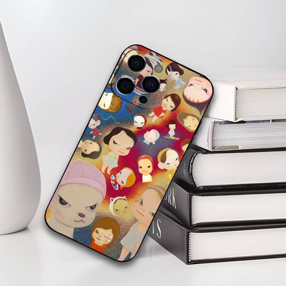 Japan Art Y-Yoshitomo N-Nara Phone Case For iPhone 17,16,15,14,13,12,11 Plus,Pro Max,XS,Soft Black Cover