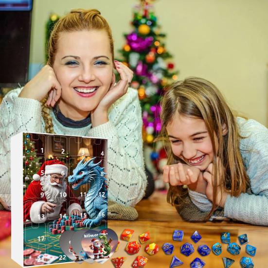 DND Dice Set Advent Calendar 2024 24-Day Countdown to Christmas Acrylic Polyhedral