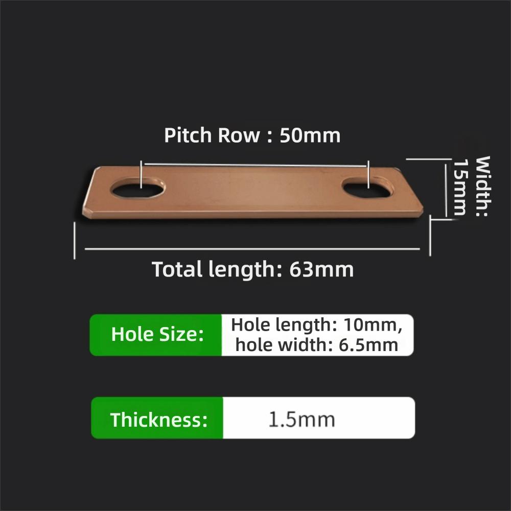 Flat Battery Busbar M6 screw holes Red Copper Pickling Busbar New Busbar Connector LiFePO4 Cell