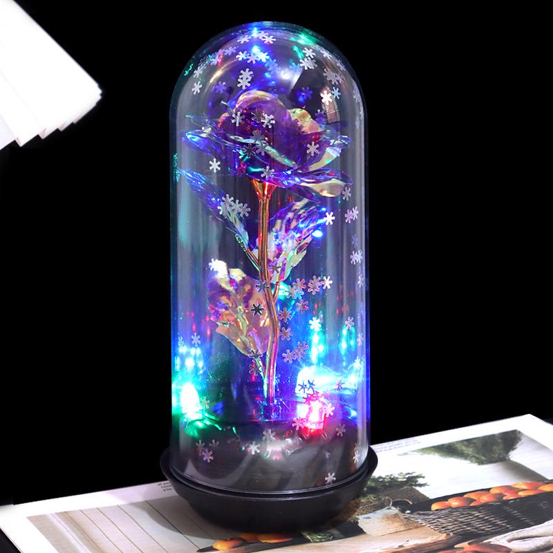 Crystal Glass Rose: Luminous Preserved Flower Music Ornament for Valentine's Day