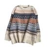 Frauen Herbst Winter Lose Fit Pullover Oansatz Langarm Pullover Tops Gestreiften Druck Stricken Jumper Lässige Strickwaren