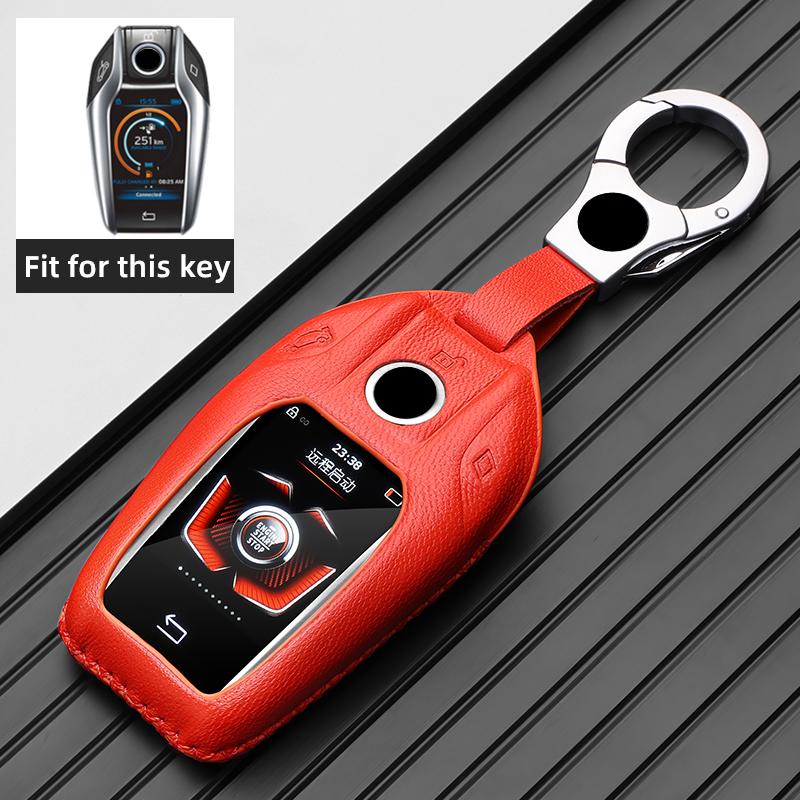 Leather Car Key Case LCD Smart Remote Cover LED Display Shell Fob for BMW G11 G12 G30 G31 G01 G02 5 7 Series X5 X7 M5 M8 M760Li