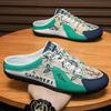 Half Heeled Men's 2026 Cross-border Popular Fabric Breathable Backless Outdoor Casual Shoes, One Foot Lazy Shoes