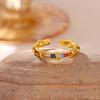Fashion Gold Color Open Rings For Women Zirconia Moon Star Cross Adjustable Finger Ring Flower Romantic Aesthetics Jewelry Gift
