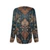 Fashion Women's Long Sleeve Round Neck CasualPleated Floral Print Loose Top
