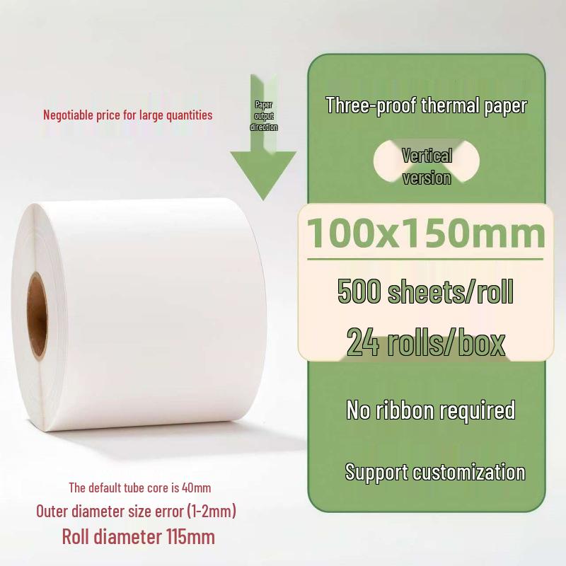 Samoprzylepne etykiety termiczne na kody kreskowe 100×150 mm - Trwałe i wodoodporne do logistyki