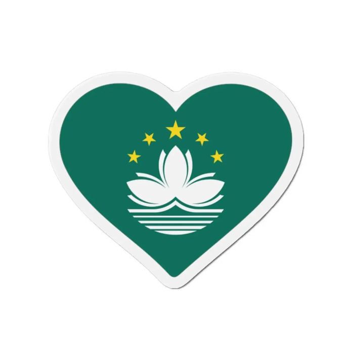 Aimant Coeur Drapeau Macao - Multicolore - 8 cm - 50 pièces - Résine synthétique - Mixte