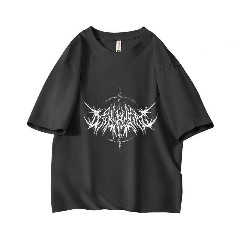 Gothic Black Metal Death Oversized Short Sleeve O Neck T Shirt Graphic Print 100 Cotton Vintage Women Unisex Tops clothes Summer
