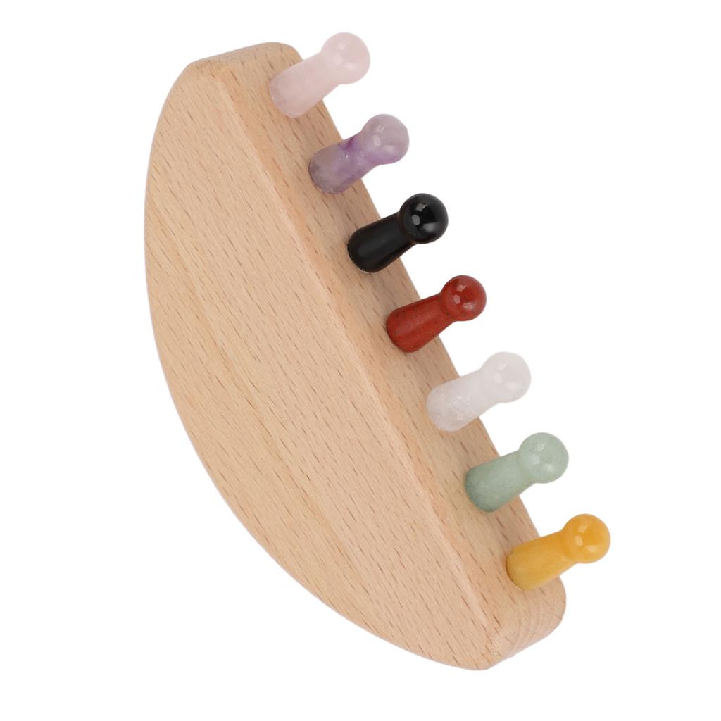 Half Moon Shape Wood Stone Hair Comb 7 Teeth Scalp Massage Brush Detangling Tool for Home and SPA