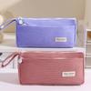 New Corduroy Pencil Case Multifunctional Large Capacity Pencil Pouch Solid Color Pen Storage Bag Student